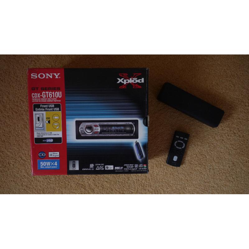 Sony CDX-GT610U CD / MP3 / WMA player with USB, REMOTE + stalk & amp