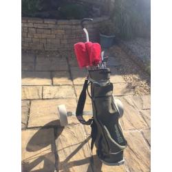 Wilson set of 11 clubs with trolley, bag, balls and tees.