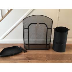 Fireplace accessories - fire guard, ash pan and coal bucket. High quality, very good condition.