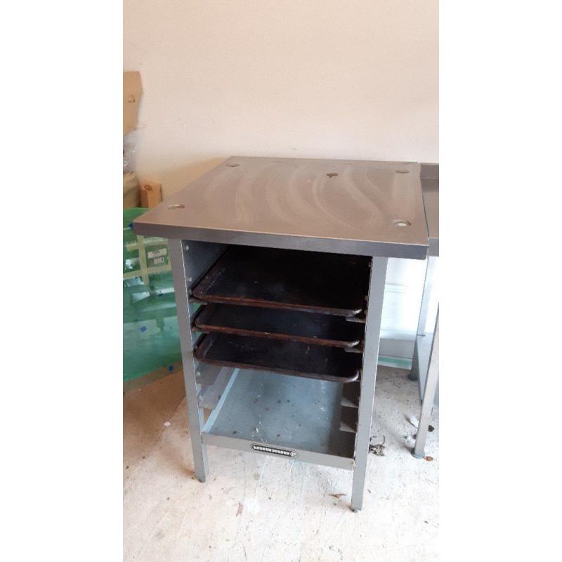 Bakbar/ Blue Seal Oven Stand, Stainless Steel with x 3 oven trays.