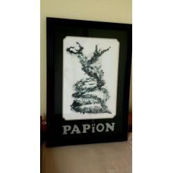 Papion Black white large acrylic painting