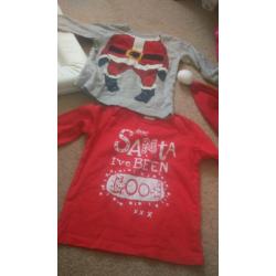 Baby boys xmas tops and hat 9-12 months