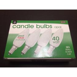 20 branded 40w SES (small screw) opal candle bulbs