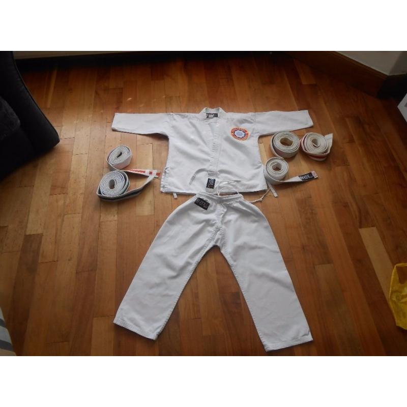 Child's karate suit and belts.