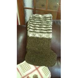 hand knitted harris tweed christmas stocking