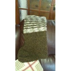 hand knitted harris tweed christmas stocking
