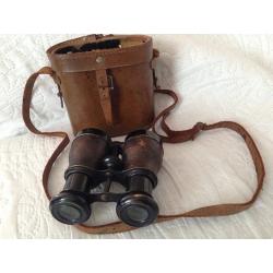 sports marine binoculars with leather case.