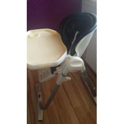 Chicco high chair, adjustable height, seat tilts back, from 6-36 months. Need gone asap