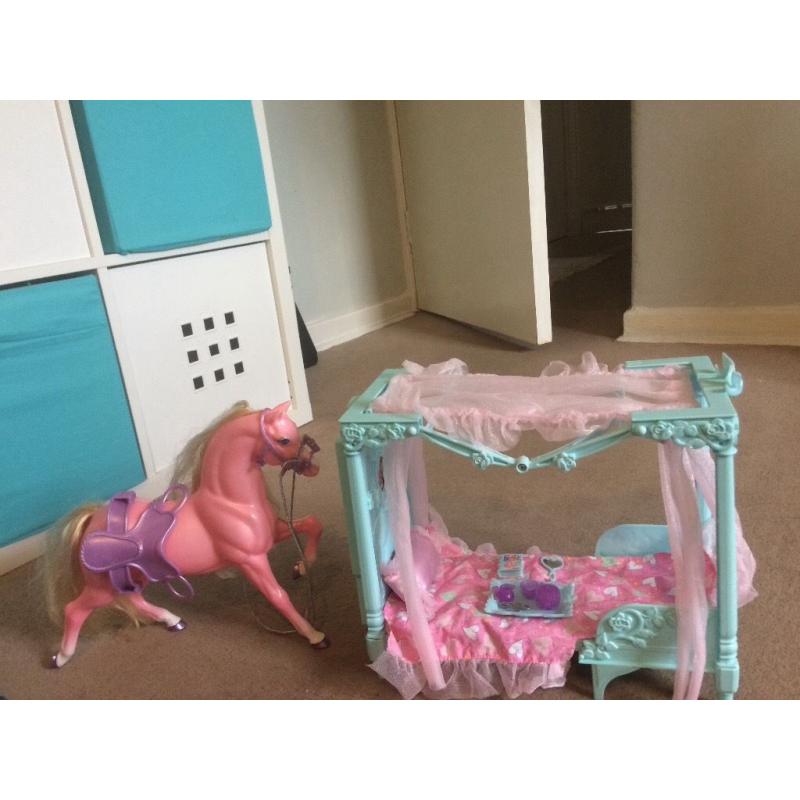 Barbie cruise ship, wardrobe, bed, horse and lists of barbies