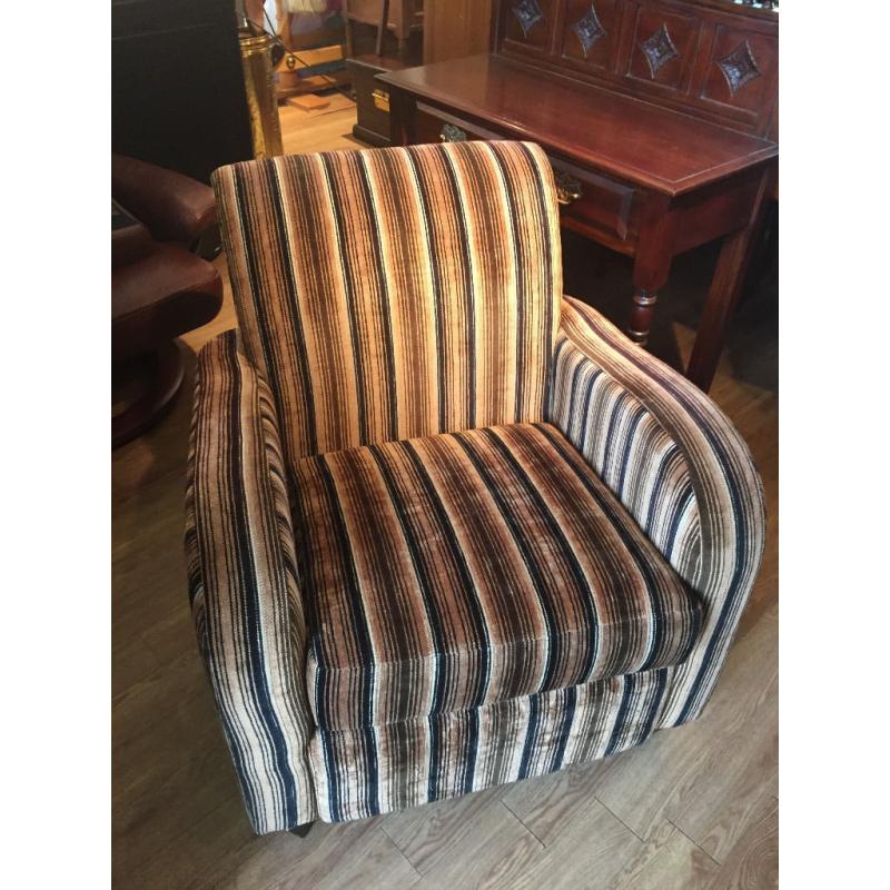 Retro style armchair , does have fire label . Great shape . Free local delivery.