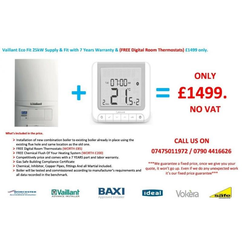 VAILLANT ECO FIT PURE 825 / 830 KW BOILER INSTALLATION Supply & Fit & FREE Digital Room Stat.