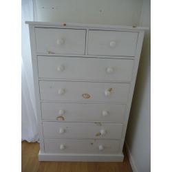 White painted pine chest of drawers