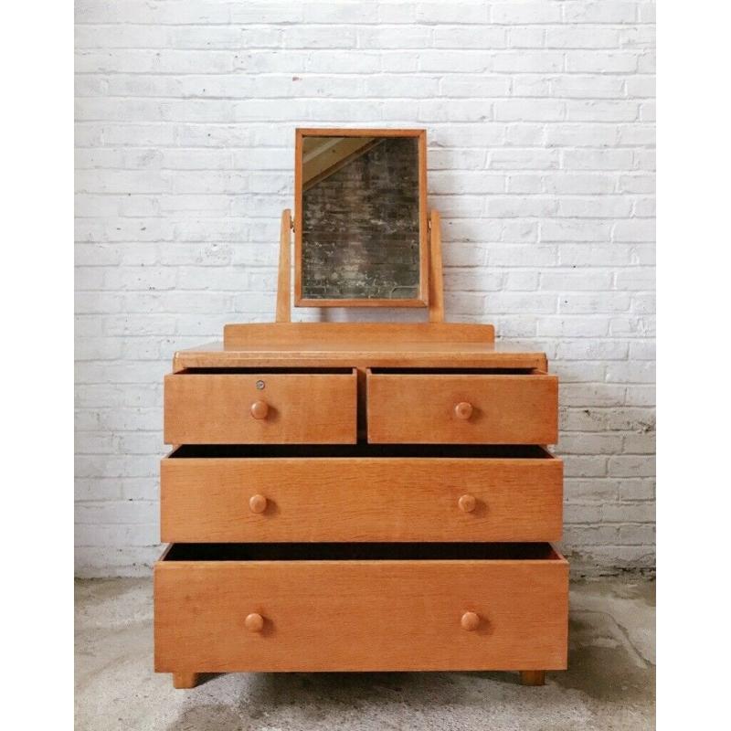 1950's Oak Chest of Drawers with Mirror VINTAGE MID-CENTURY