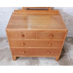 1950's Oak Chest of Drawers with Mirror VINTAGE MID-CENTURY