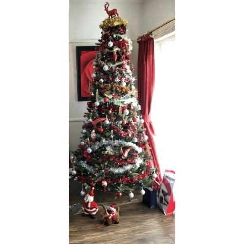 8ft Christmas tree with lights and decorations