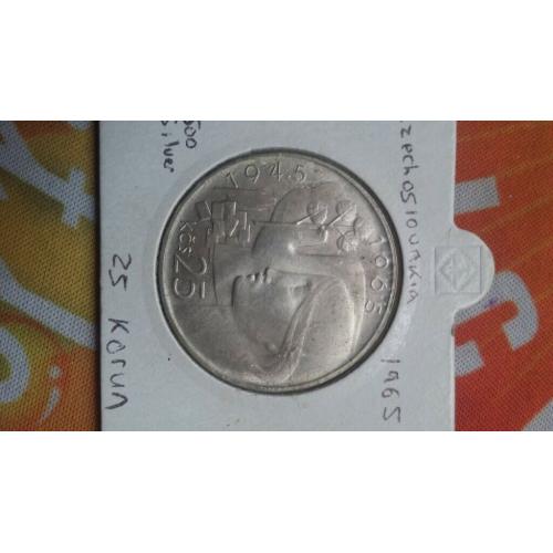 1965 silver coin 25 korun coin