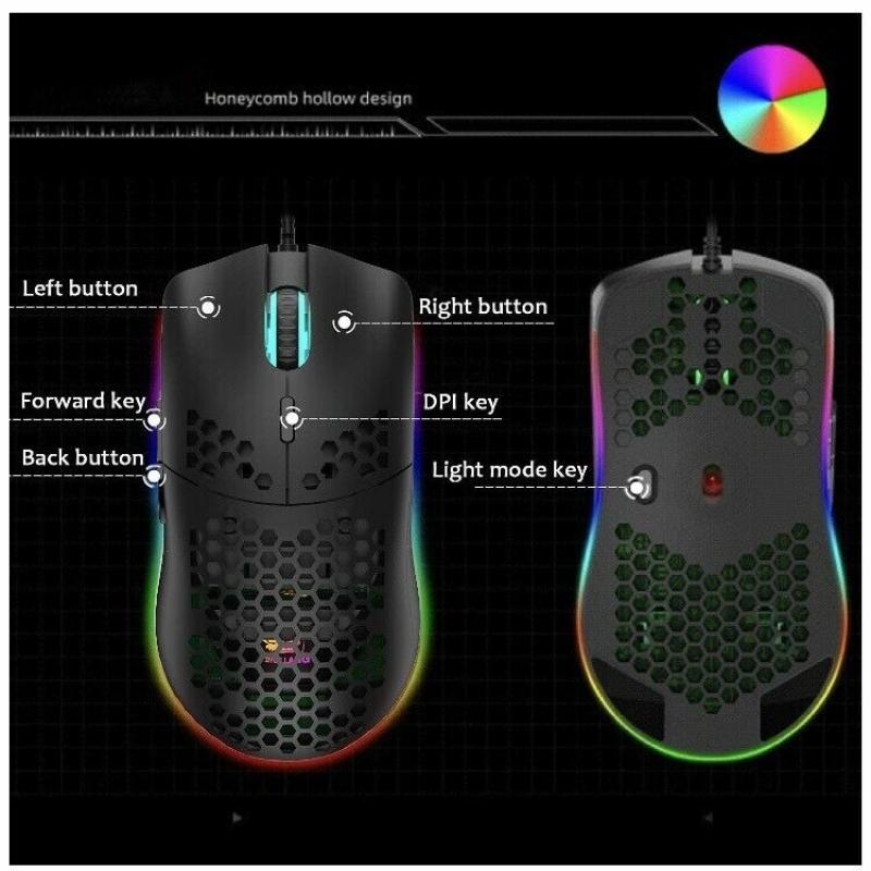 Mechanical gaming keyboard, ultra light honeycomb game mouse