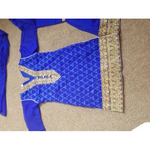 Blue and gold girls(sharara) dress