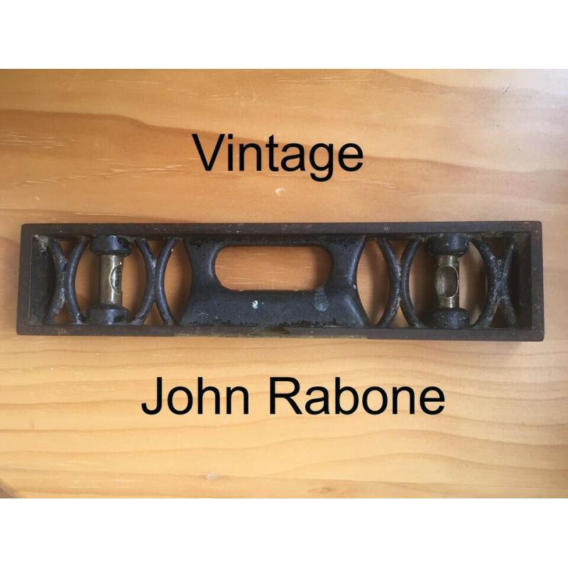 Vintage John Rabone & Sons, cast iron & brass, 3 vials spirit level. Happy to post. ?18 ovno.