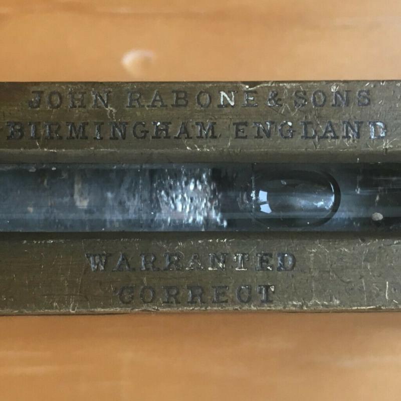 Vintage John Rabone & Sons, cast iron & brass, 3 vials spirit level. Happy to post. ?18 ovno.