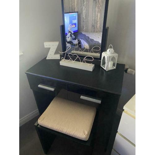 Black dressing table with mirror