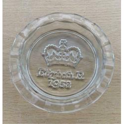 Vintage Clear Glass Ashtray : Elizabeth R 1953 Coronation : UK Royalty