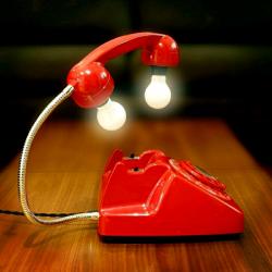 Upcycled 1960s Retro Vintage Red Rotary Telephone Lamp