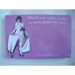 Unused US Shannon Martin post it notes 'Watch Out World. I've got my Sassy Pants on Today!'. ?1.50